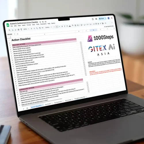 Event lead conversion checklist displayed on laptop for B2B sales follow-up and conference pipeline management
